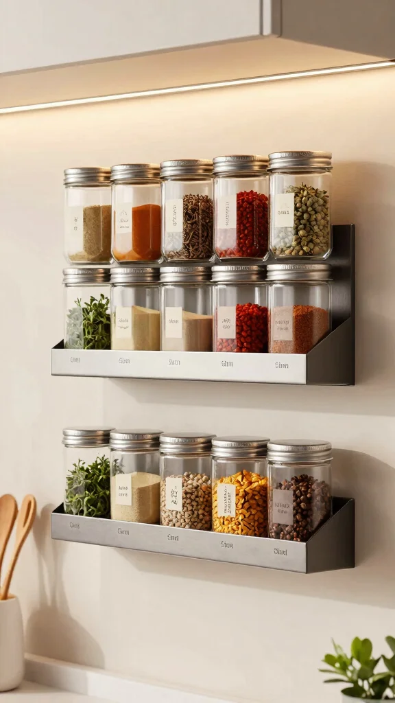11 Kitchen Cabinet Organization Ideas That Make Every Inch Count - 3. Magnetic Spice Racks 1