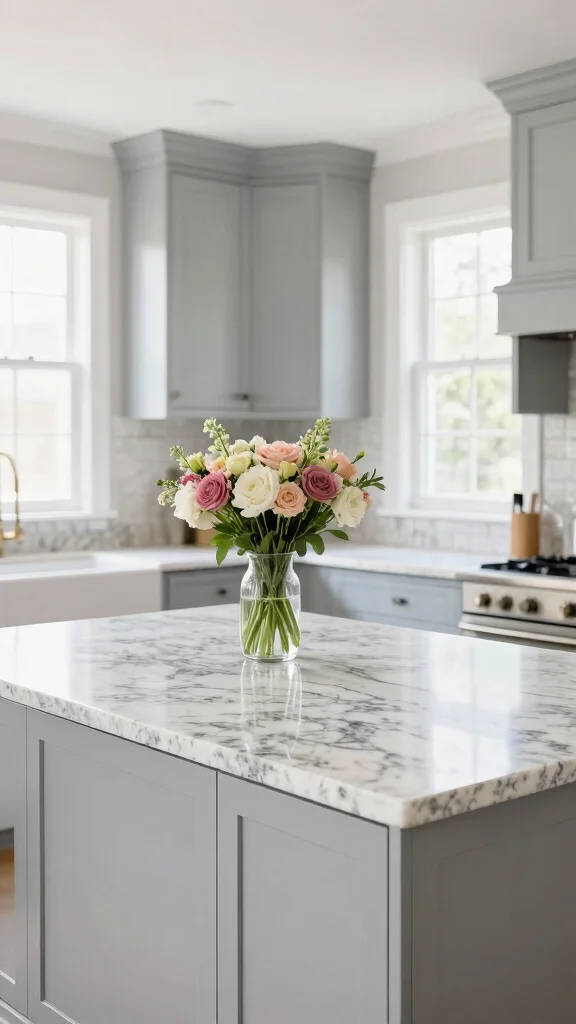 11 Kitchen Granite Countertop Ideas for Timeless, Durable Style - 1. Classic White and Grey Veined Granite 1