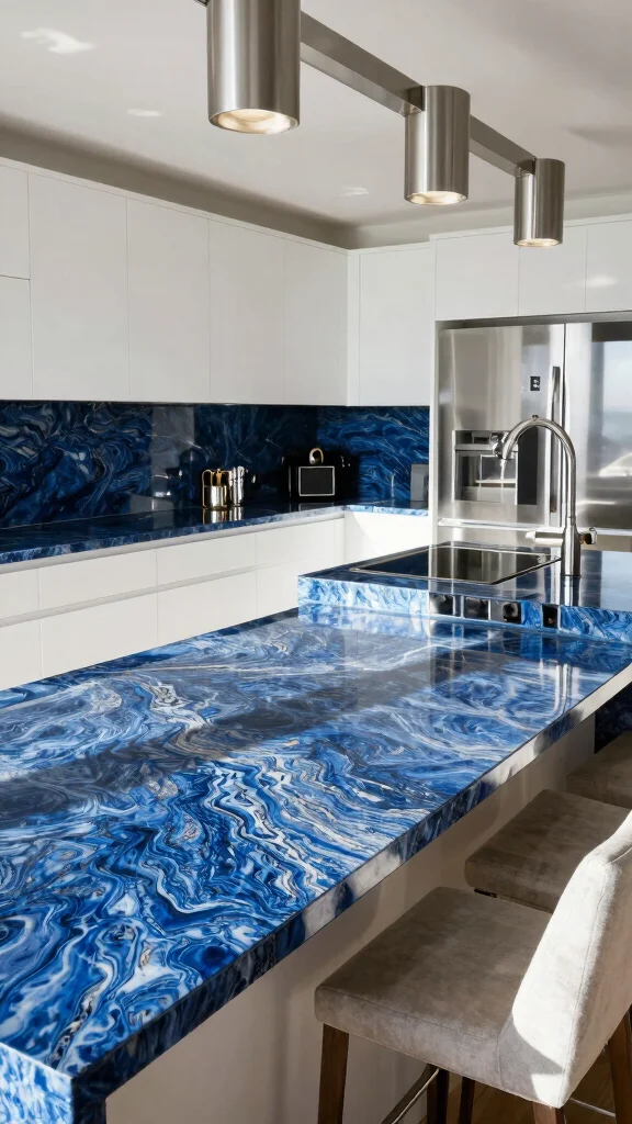 11 Kitchen Granite Countertop Ideas for Timeless, Durable Style - 5. Elegant Blue Granite for a Unique Touch 1