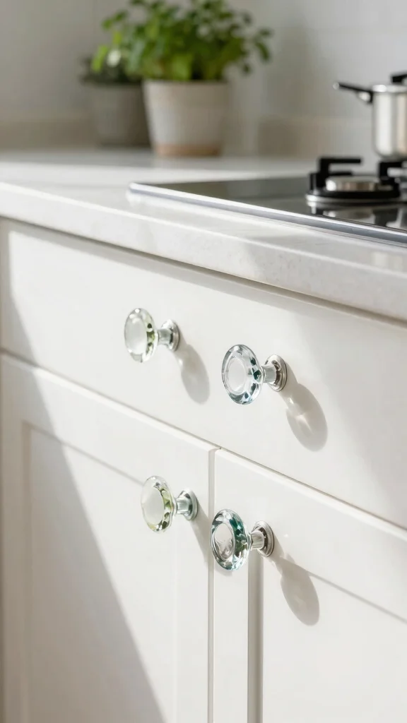 11 Kitchen Handle Ideas That Upgrade Cabinets With One Simple Swap - 3. Glass Elegance 1
