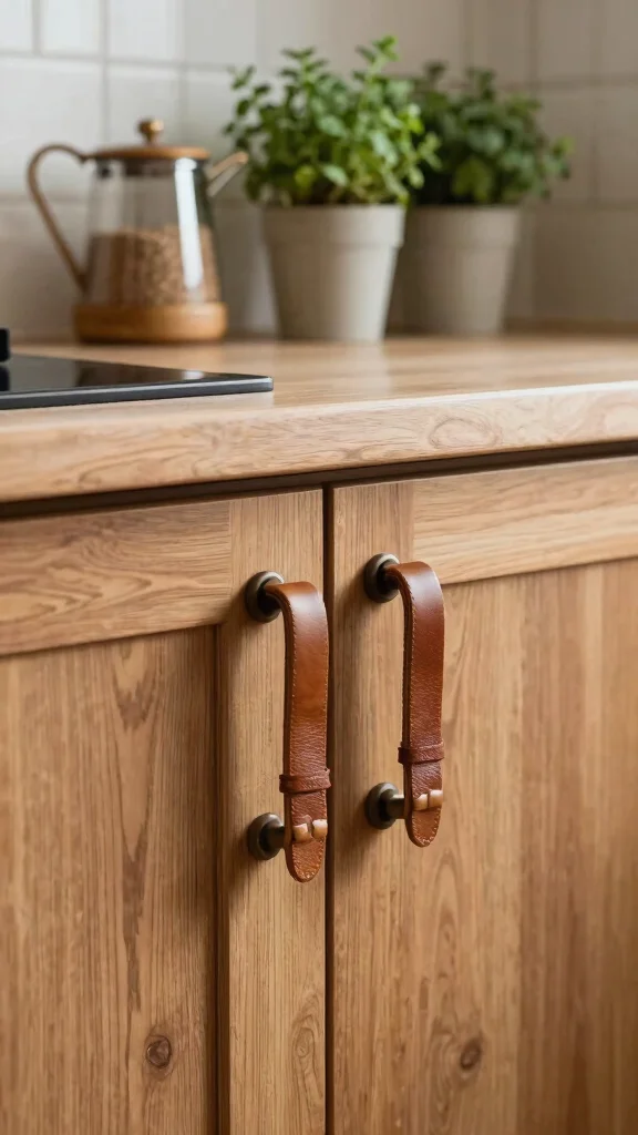 11 Kitchen Handle Ideas That Upgrade Cabinets With One Simple Swap - 7. Upcycled Leather Pulls 1