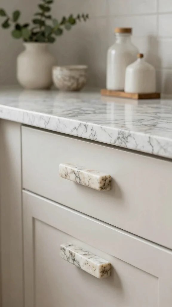 11 Kitchen Handle Ideas That Upgrade Cabinets With One Simple Swap - 8. Natural Stone Touches 1
