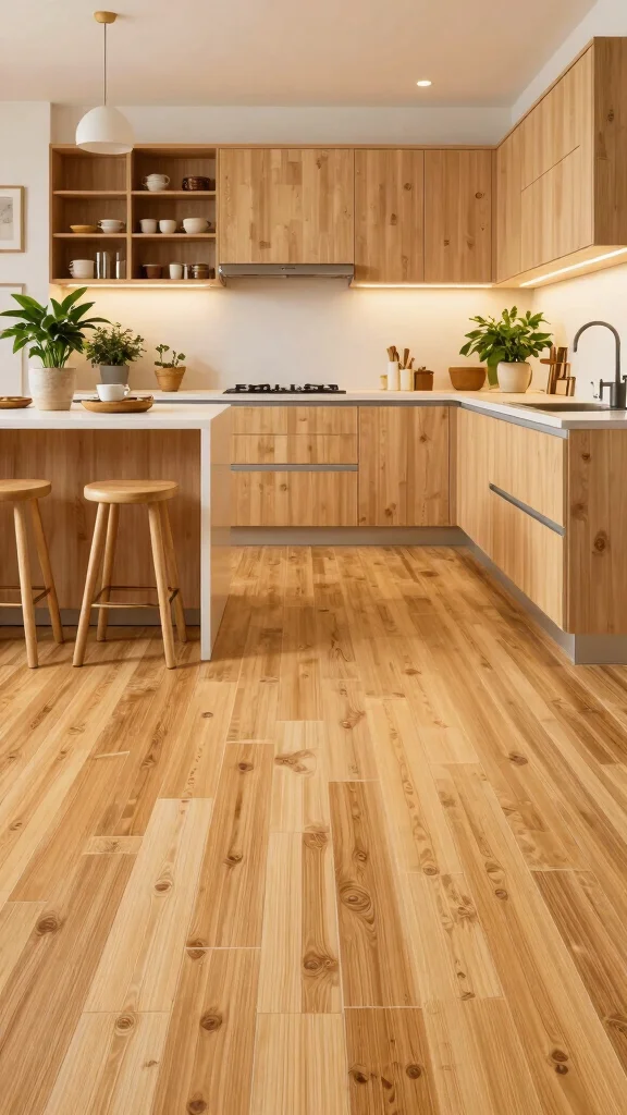11 Kitchen Tile Floor Ideas That Are Easy to Clean and Beautiful - 1. Sustainable Bamboo Tiles 1