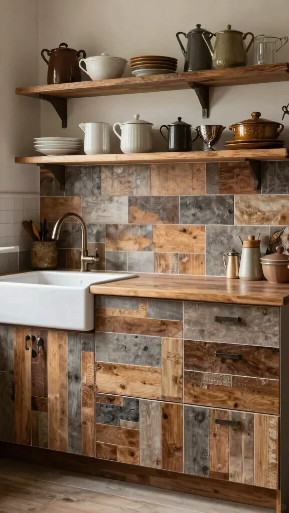 11 Kitchen Tile Floor Ideas That Are Easy to Clean and Beautiful - 3. Reclaimed Wood-Look Tiles 1