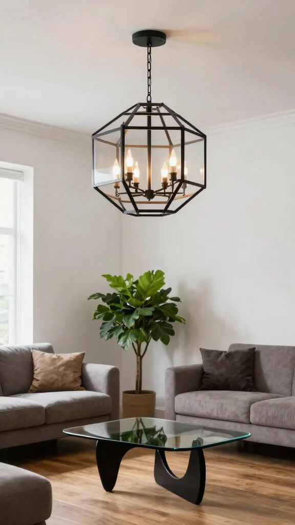 11 Living Room Ceiling Lighting Ideas That Replace Boring Overheads - 1. Geometric Chandeliers 1