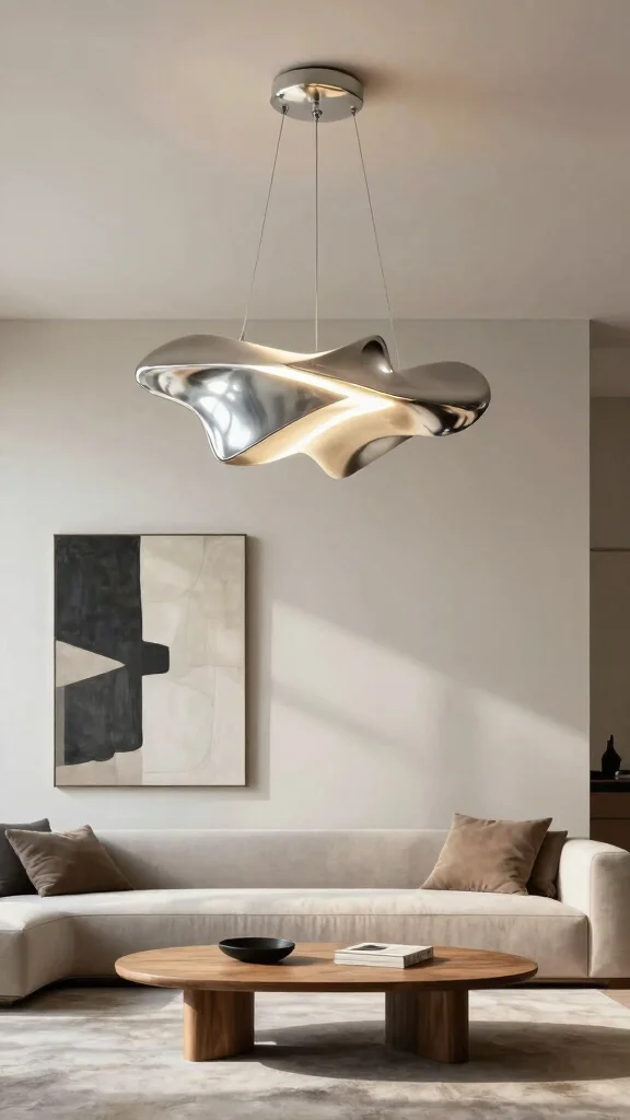 11 Living Room Ceiling Lighting Ideas That Replace Boring Overheads - 10. Artistic Sculptural Lights 1