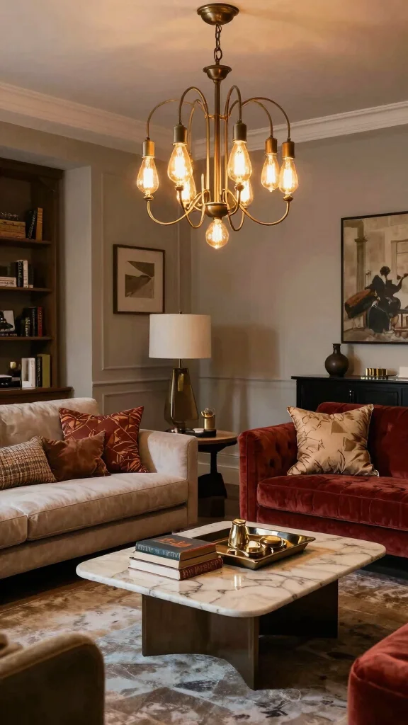 11 Living Room Ceiling Lighting Ideas That Replace Boring Overheads - 11. Vintage Inspired Fixtures 1