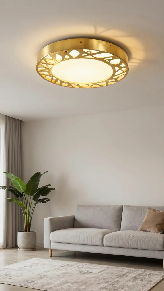 11 Living Room Ceiling Lighting Ideas That Replace Boring Overheads - 3. Statement Flush Mounts 1