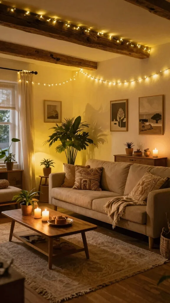 11 Living Room Ceiling Lighting Ideas That Replace Boring Overheads - 8. Fairy Light Accents 1