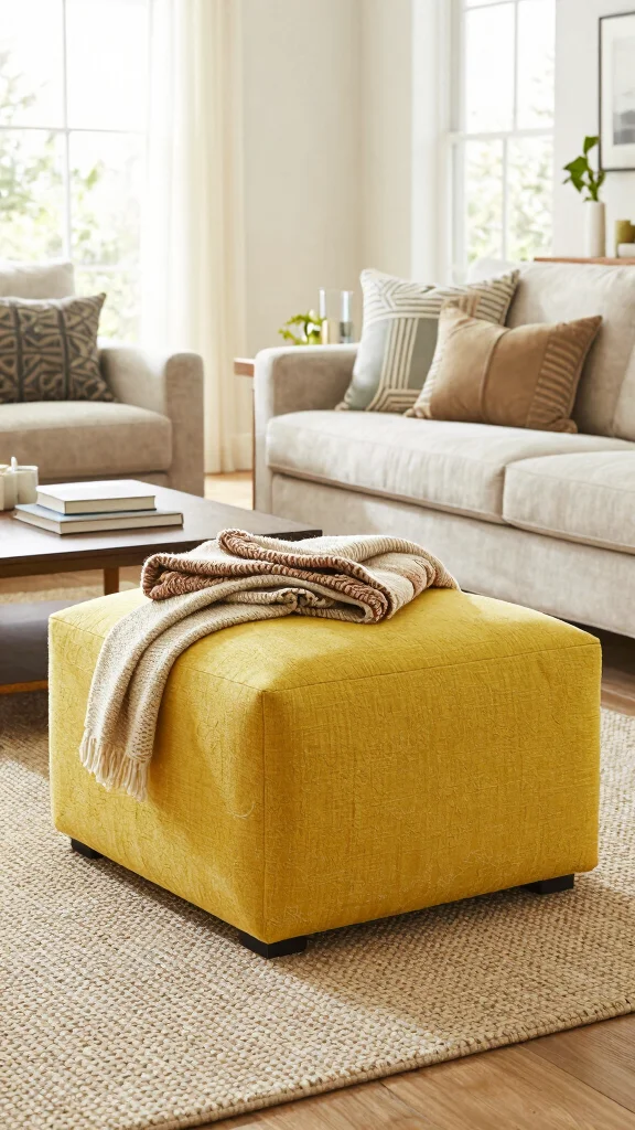 11 Living Room Ottoman Ideas That Add Function Without Clutter - 1. Chic Storage Ottoman 1