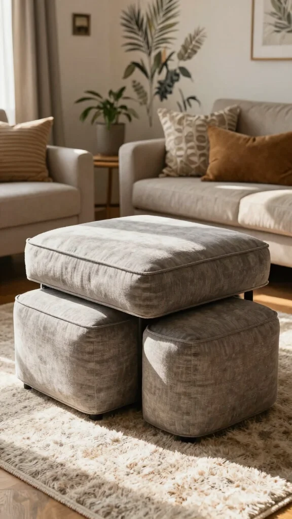 11 Living Room Ottoman Ideas That Add Function Without Clutter - 3. Nested Ottomans 1