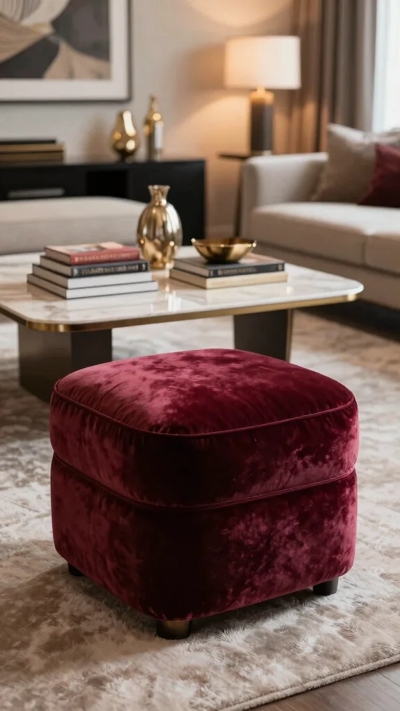 11 Living Room Ottoman Ideas That Add Function Without Clutter - 8. Upholstered Ottomans 1