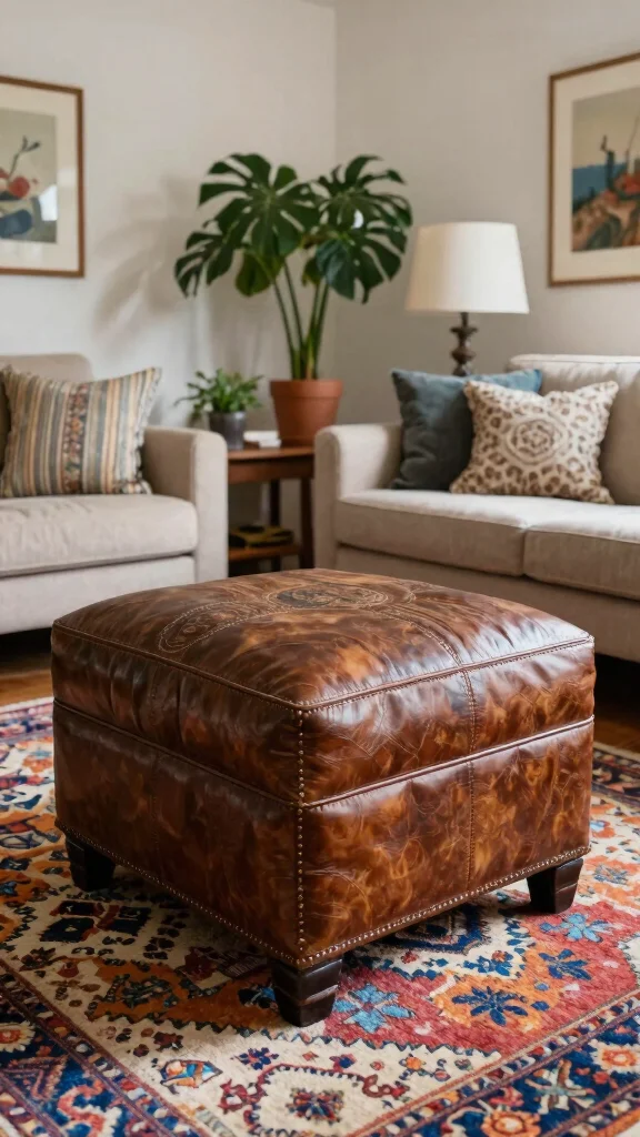 11 Living Room Ottoman Ideas That Add Function Without Clutter - 9. Vintage or Antique Ottomans 1