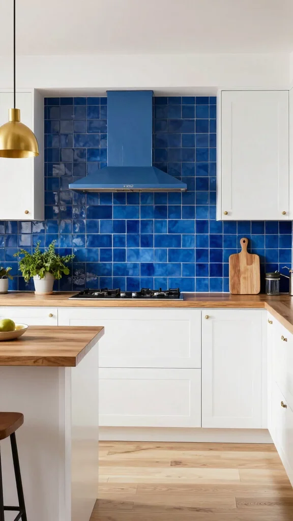 11 Zellige Tile Kitchen Ideas for a Textured, Handcrafted Look - 1. Bold Blue Zellige for a Dramatic Touch 1