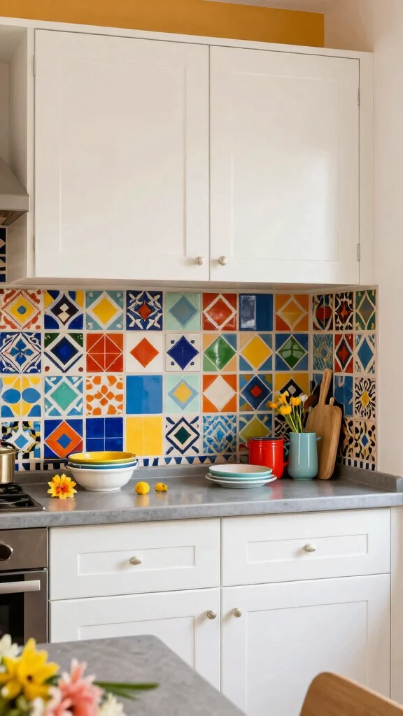11 Zellige Tile Kitchen Ideas for a Textured, Handcrafted Look - 4. Colorful Patterns for a Playful Twist 1