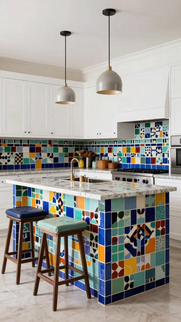 11 Zellige Tile Kitchen Ideas for a Textured, Handcrafted Look - 7. Statement Island with Zellige Accents 1
