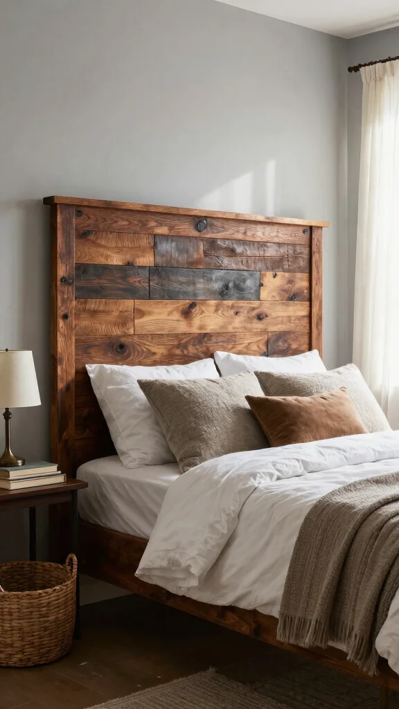 12 Bedroom Headboard Design Ideas for a More Polished Bed - 1. Reclaimed Wood Headboard 1