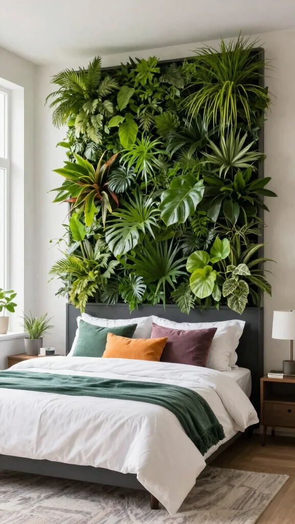 12 Bedroom Headboard Design Ideas for a More Polished Bed - 8. Vertical Garden Headboard 1