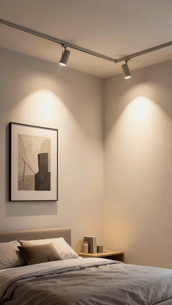 12 Bedroom Light Fixture Ideas for Every Style and Ceiling Height - 9. Modern Track Lighting for Adjustable Brightness 1