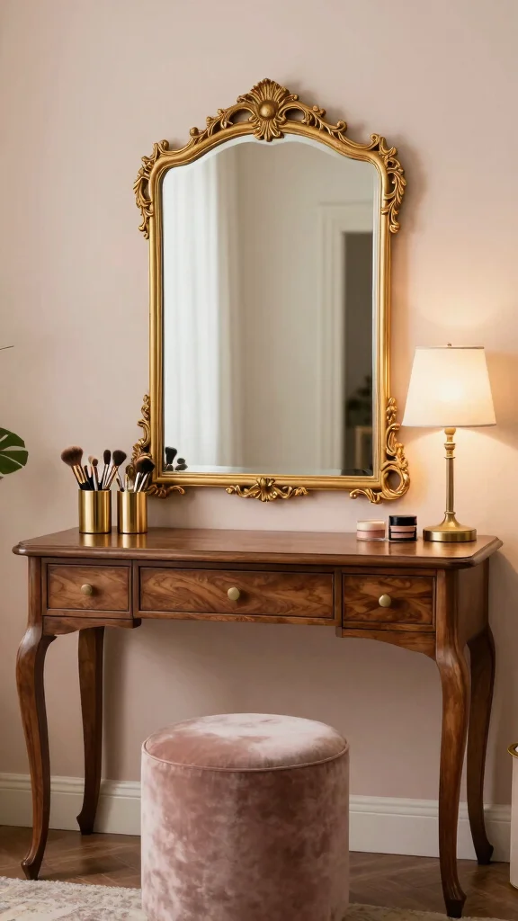 12 Bedroom Vanity Ideas That Work for Small and Large Rooms - 2. Glamorous Gold Accents 1