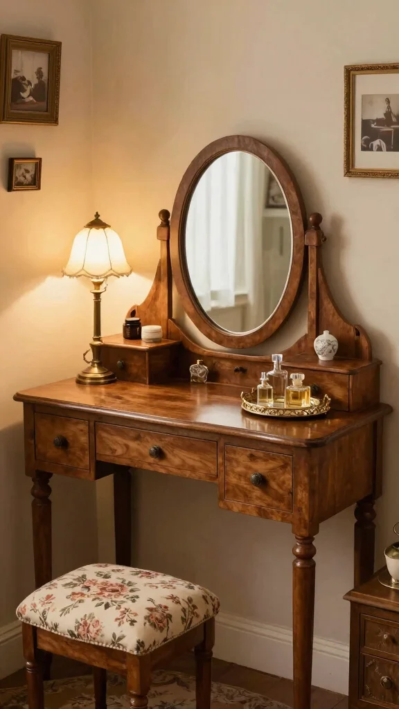 12 Bedroom Vanity Ideas That Work for Small and Large Rooms - 3. Vintage Charm 1