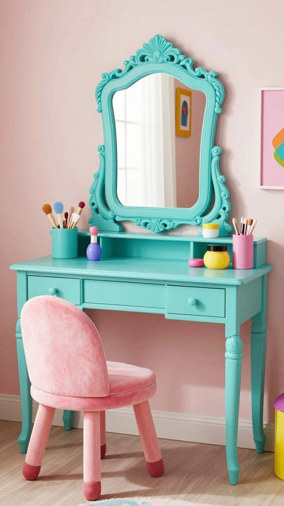 12 Bedroom Vanity Ideas That Work for Small and Large Rooms - 7. Colorful and Playful Setups 1