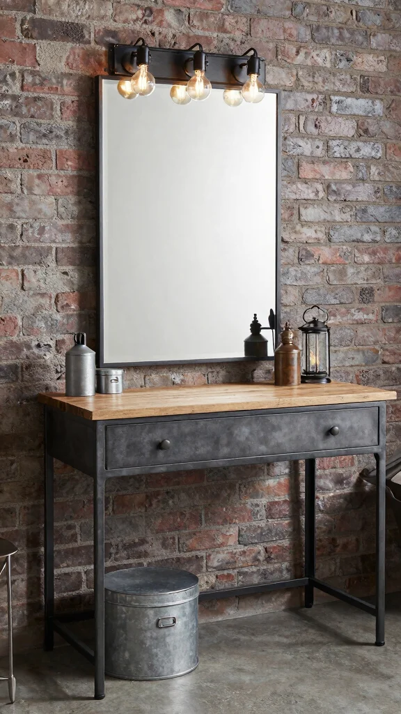 12 Bedroom Vanity Ideas That Work for Small and Large Rooms - 9. Chic Industrial Style 1