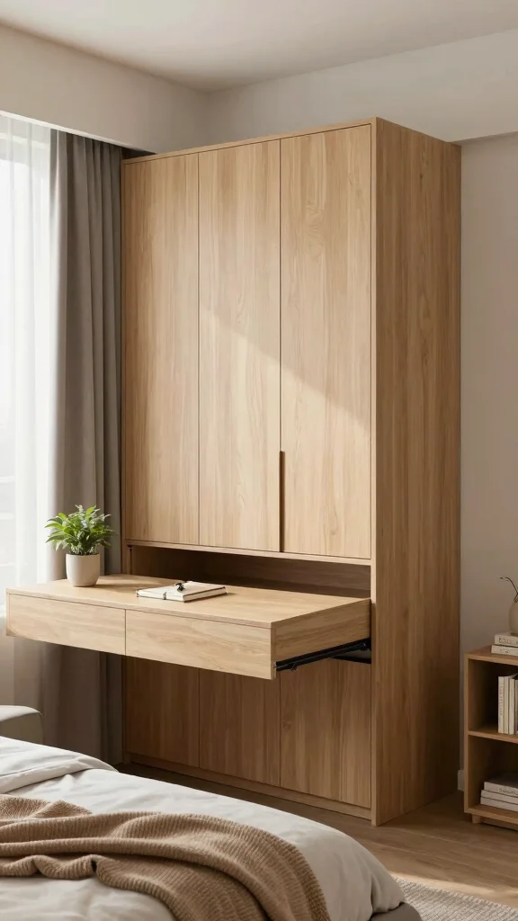 12 Bedroom Wardrobe Design Ideas That Maximize Storage and Style - 1. Multi-Functional Wardrobe with Pull-Out Desk 1