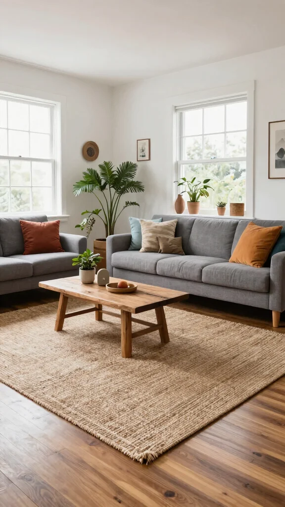 12 Best Living Room Rug Ideas for Hardwood Floors - 1. Jute Rugs for Natural Elegance 1