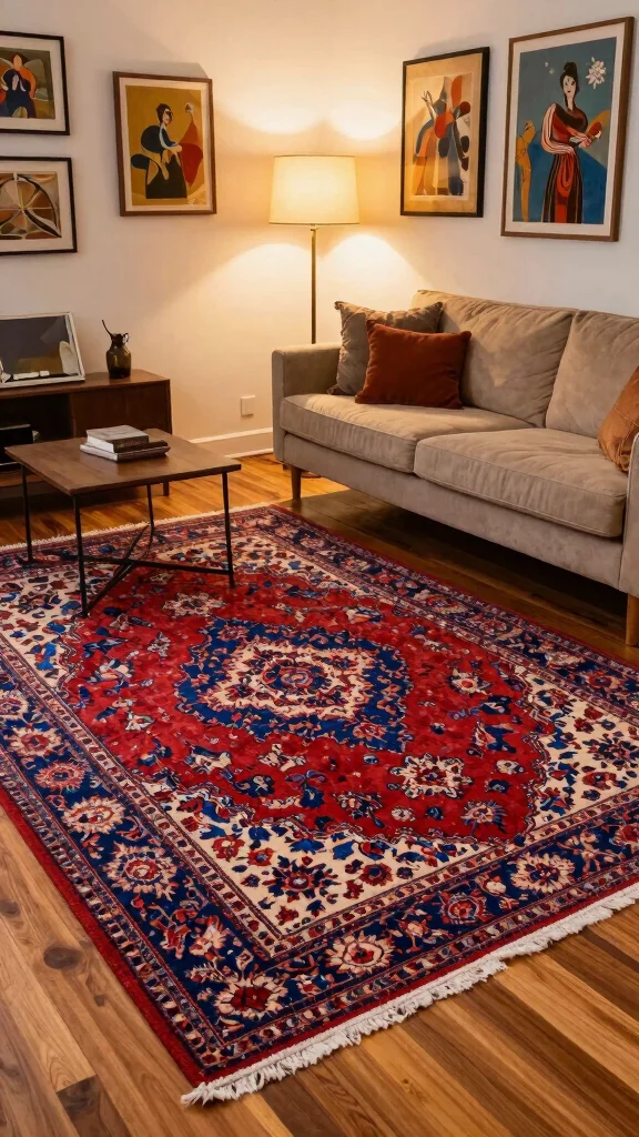 12 Best Living Room Rug Ideas for Hardwood Floors - 3. Vintage Persian Rugs: A Timeless Classic 1