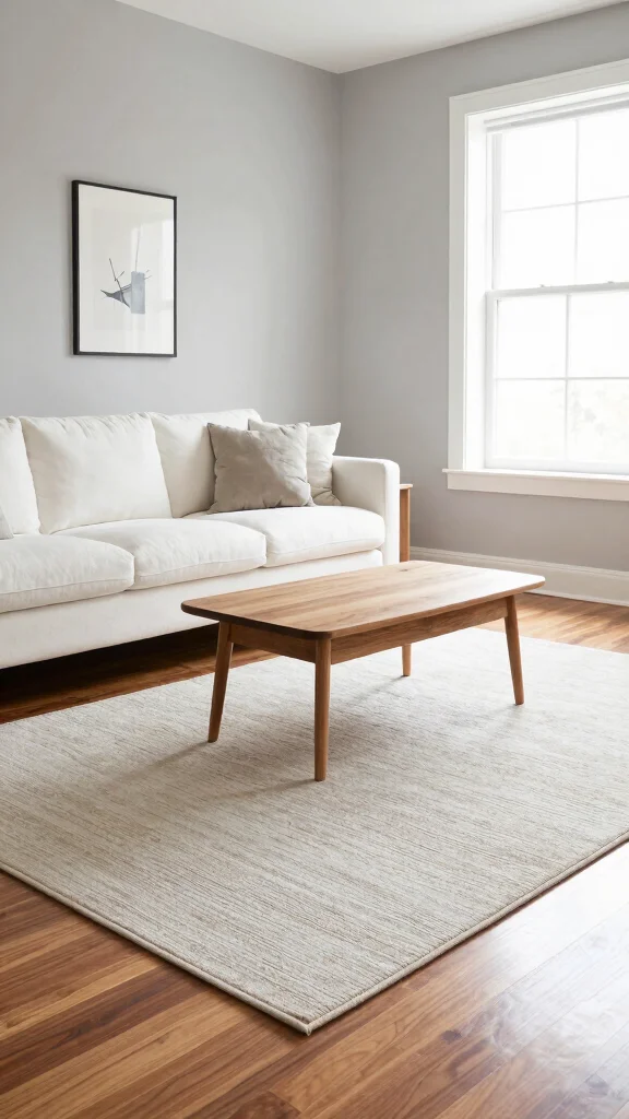 12 Best Living Room Rug Ideas for Hardwood Floors - 7. Minimalist Designs: Clean and Simple 1