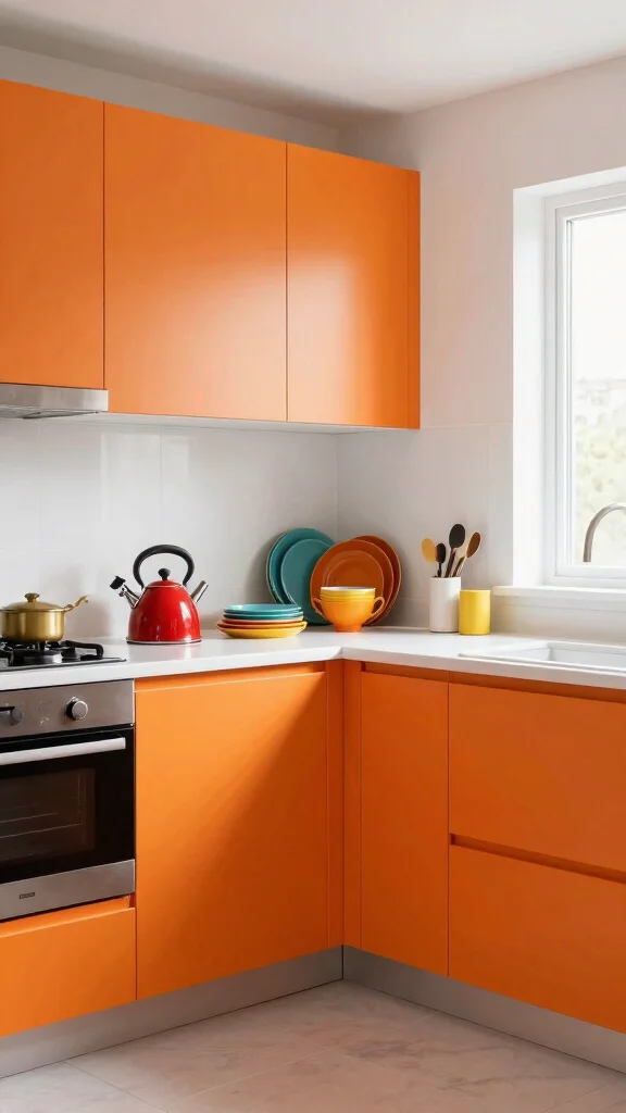 12 Kitchen Cabinet Color Ideas That Are Bold, Warm, or Timeless - 11. Bold Orange 1