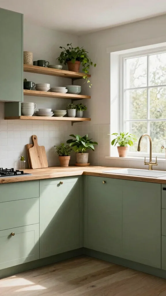 12 Kitchen Cabinet Color Ideas That Are Bold, Warm, or Timeless - 3. Soft Sage Green 1