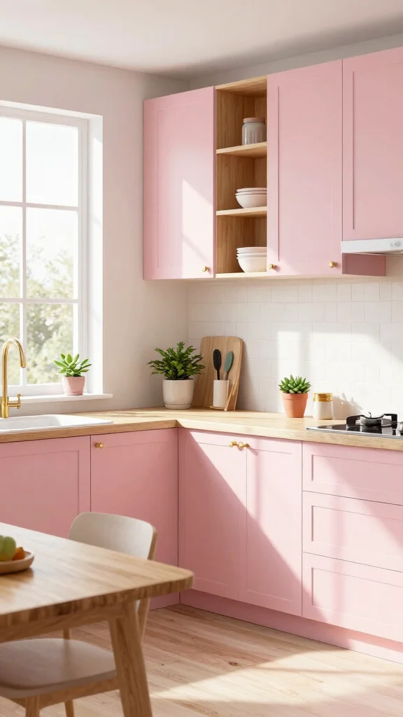 12 Kitchen Cabinet Color Ideas That Are Bold, Warm, or Timeless - 8. Soft Blush Pink 1