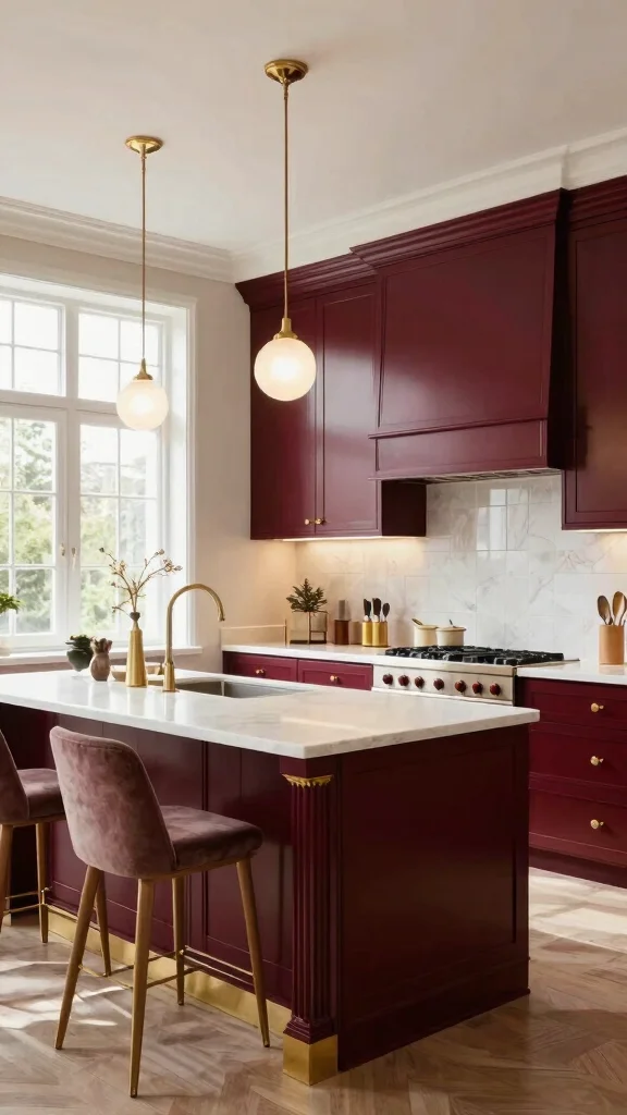 12 Kitchen Cabinet Color Ideas That Are Bold, Warm, or Timeless - 9. Rich Burgundy 1