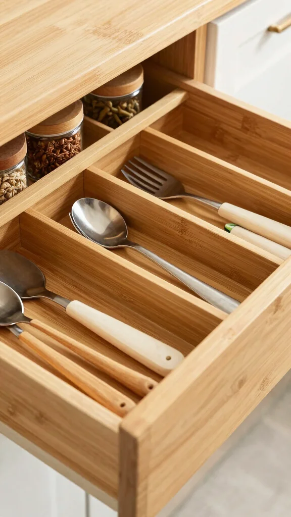 12 Kitchen Drawer Organization Ideas That Save Space and Time - 1. Utilize Bamboo Drawer Dividers 1