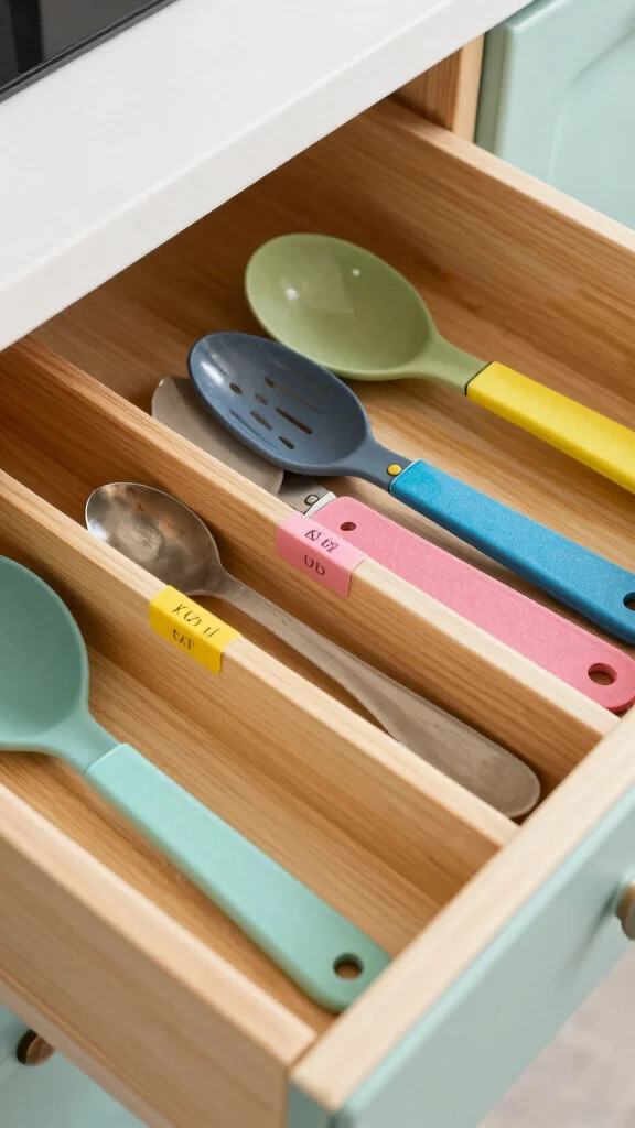 12 Kitchen Drawer Organization Ideas That Save Space and Time - 11. Use Color-Coded Labels 1