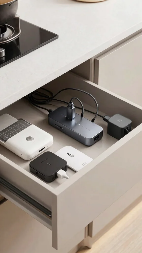 12 Kitchen Drawer Organization Ideas That Save Space and Time - 7. Create a Charging Drawer 1