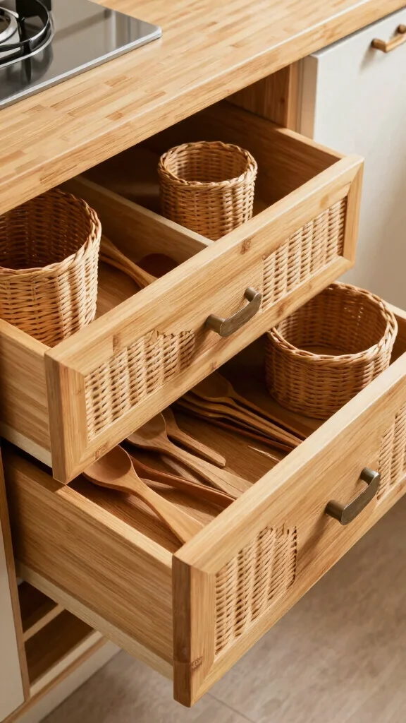 12 Kitchen Drawer Organization Ideas That Save Space and Time - 9. Incorporate Natural Materials 1