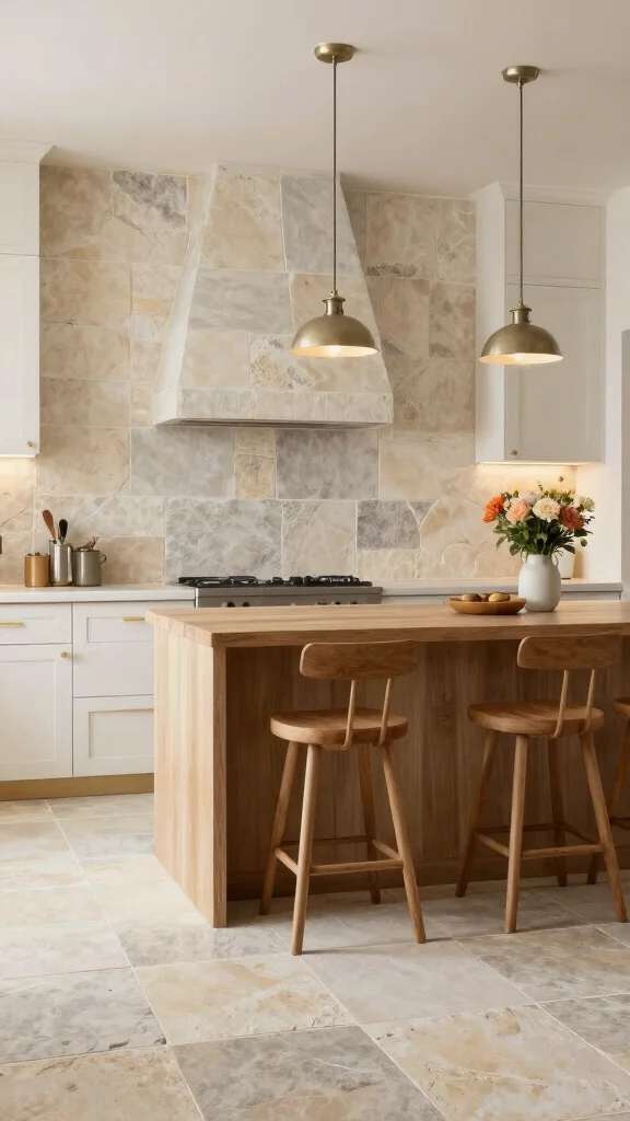 12 Kitchen Floor Tile Ideas That Are Both Stylish and Practical - 1. Timeless Stone Look Tiles 1