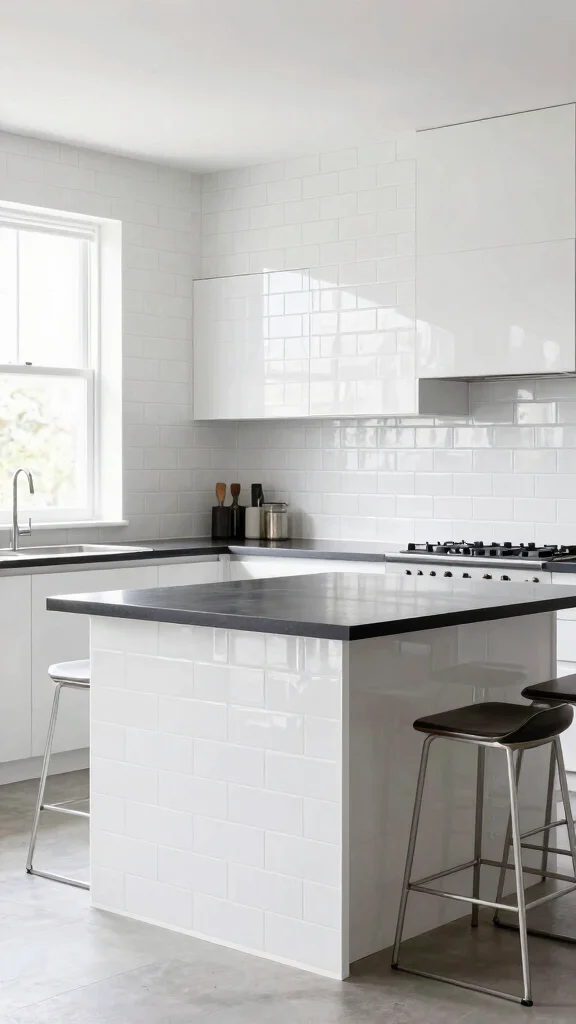 12 Kitchen Floor Tile Ideas That Are Both Stylish and Practical - 10. Glossy Subway Tiles 1
