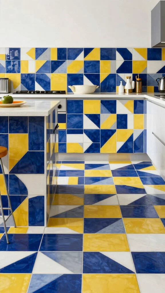 12 Kitchen Floor Tile Ideas That Are Both Stylish and Practical - 12. Geometric Patterned Tiles 1