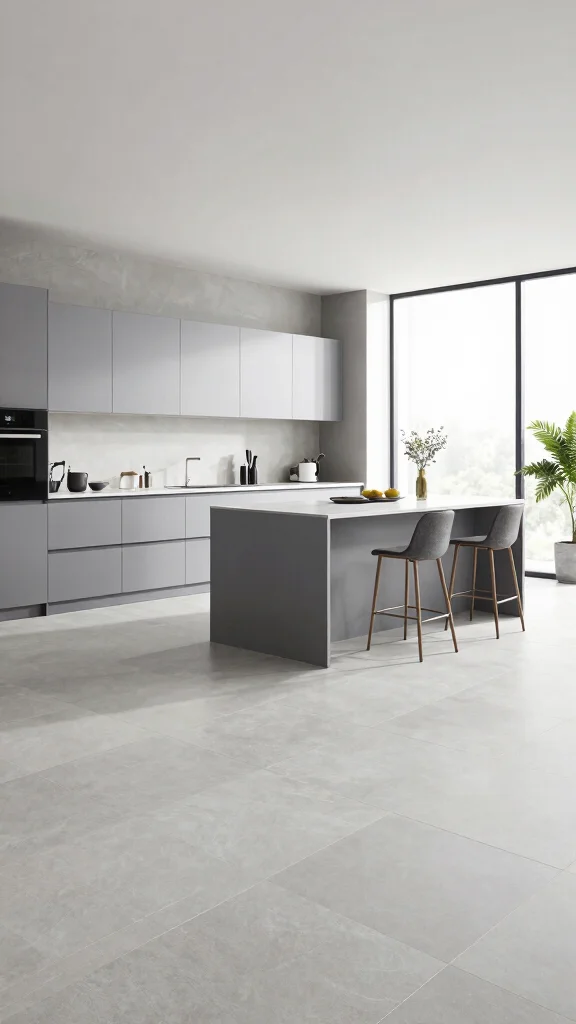 12 Kitchen Floor Tile Ideas That Are Both Stylish and Practical - 7. Sleek Large Format Tiles 1