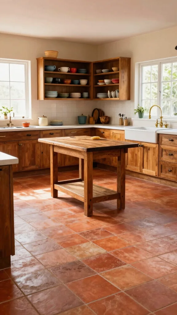 12 Kitchen Floor Tile Ideas That Are Both Stylish and Practical - 9. Textured Terracotta Tiles 1