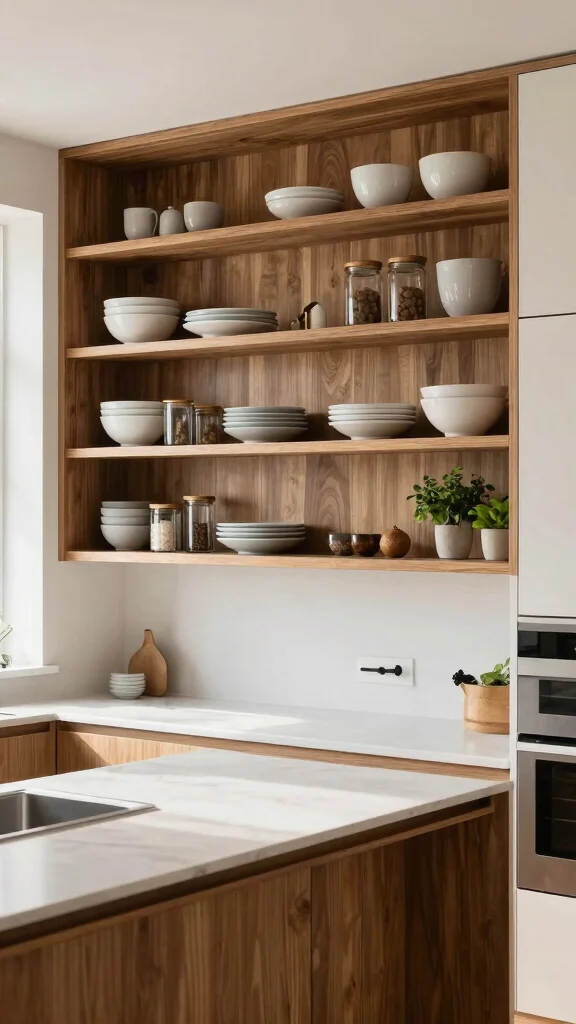 12 Kitchen Ideas Without Upper Cabinets That Feel Open and Modern - 1. Open Shelving for Style and Function 1