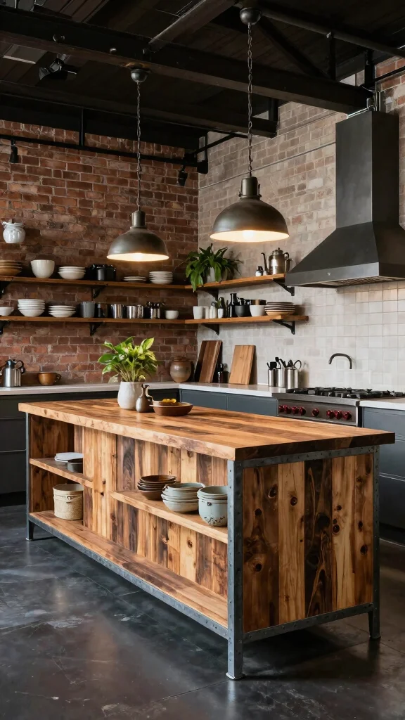 12 Kitchen Layout Ideas With an Island for Better Flow and Function - 7. Industrial Style Kitchen with Island 1