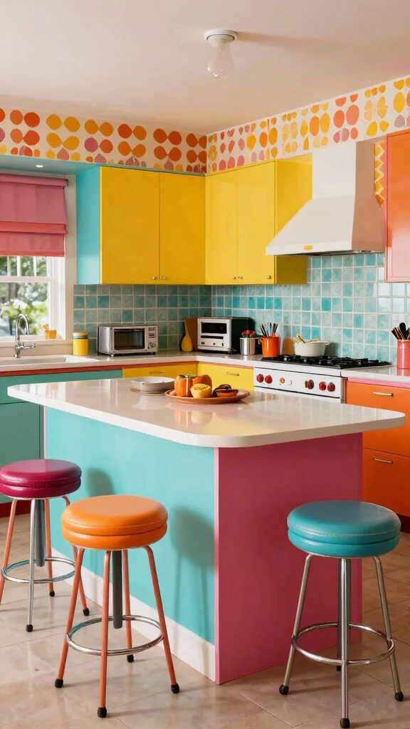 12 Kitchen Layout Ideas With an Island for Better Flow and Function - 9. Retro Kitchen with Island 1
