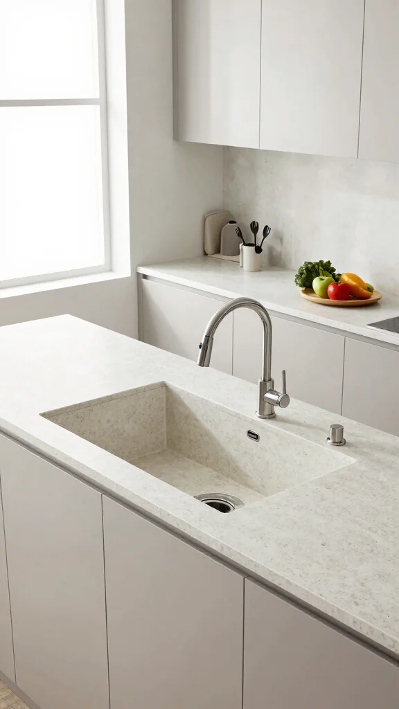 12 Kitchen Quartz Countertop Ideas That Look Stunning and Last - 5. Integrated Sink for Chic Functionality 1