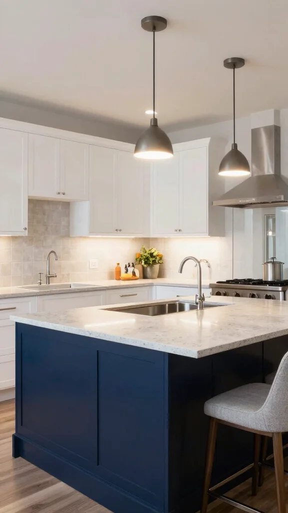 12 Kitchen Quartz Countertop Ideas That Look Stunning and Last - 8. Two-Tone Contrasts for Visual Interest 1