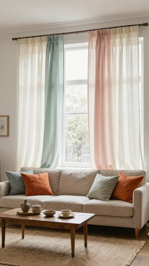 12 Living Room Curtain Ideas That Frame Every Window Beautifully - 12. DIY Fabric Swags 1